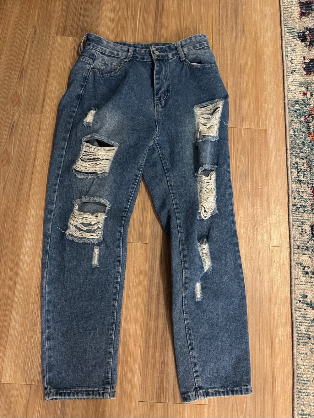Surprise Relaxed Fit Distressed Denim Jeans - Blue